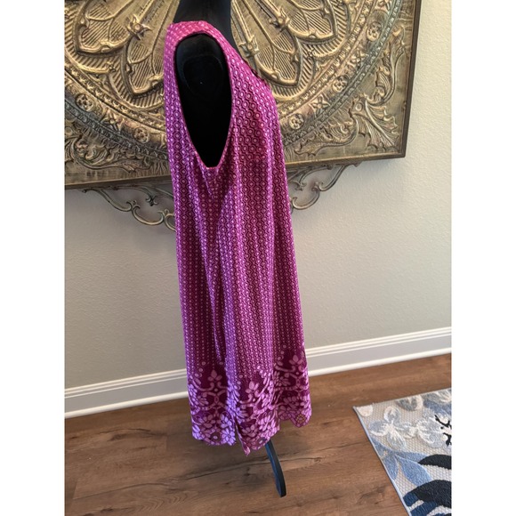 Isaac Mizrahi Live Lace Overlay Dress 1X Raspberry Pink Sleeveless Sheath - Picture 3 of 6